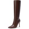 imageDREAM PAIRS Knee High Boots for Women Sexy Pointed Toe Stiletto High Heel Boots Fashion ampamp Classic Dress ShoesBrown