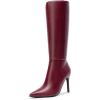 imageDREAM PAIRS Knee High Boots for Women Sexy Pointed Toe Stiletto High Heel Boots Fashion ampamp Classic Dress ShoesBurgundy