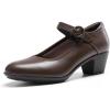 imageDREAM PAIRS Mary Jane Shoes Women Low Chunky Heels Closed Toe Pumps Comfortable Work Business Dress ShoesBrown