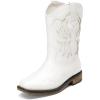 imageDREAM PAIRS Toddler Cowboy Boots Cowgirl Boots for Girls Square Toe Mid Calf Boys Western Fashion Riding Shoes for ToddlerLittle KidBig KidWhite