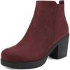 imageDREAM PAIRS Womens Ankle Boots Chunky Heel Platform Fall Heeled Short Booties ShoesBurgundy