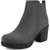 imageDREAM PAIRS Womens Ankle Boots Chunky Heel Platform Fall Heeled Short Booties ShoesGrey