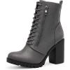 imageDREAM PAIRS Womens Combat Ankle Boots Chunky Heel Lace up Fashion Heeled BootiesGreyPu