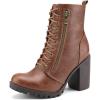 imageDREAM PAIRS Womens Combat Ankle Boots Chunky Heel Lace up Fashion Heeled BootiesTan