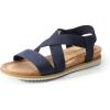 imageDREAM PAIRS Womens Comfortable Low Wedge Sandals Open Toe Slip On Strappy Flat Sandals Lightweight Summer ShoesBlue