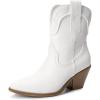 imageDREAM PAIRS Womens Cowboy Ankle Boots Western Booties Low Heel Pointed Toe Cowgirl BootsWhite