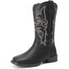 imageDREAM PAIRS Womens Cowboy Cowgirl Boots Embroidered Square Toe Mid Calf Western Boots Fashion Dress Chunky Low Heel Shoes for Theme Party Country ConcertBlack