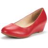 imageDREAM PAIRS Womens Debbie Mid Wedge Heel Pump ShoesRedPu
