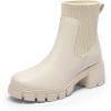 imageDREAM PAIRS Womens Elastic Chelsea Ankle Boots Fashion Low Chunky Heel Platform Lug Sole Short Booties ShoesBeige