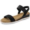 imageDREAM PAIRS Womens Espadrilles Ankle Stretch Elastic Strap Open Toe Wedges Flats SandalsBlacksuede