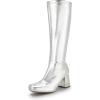 imageDREAM PAIRS Womens Gogo Boots Square Toe Chunky Wide Calf Knee High Boots For WomenMetallic Silver