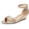 imageDREAM PAIRS Womens Ingrid Ankle Strap Low Wedge SandalGold