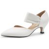imageDREAM PAIRS Womens Kitten Heels Low Pumps Shoes Pointed Closed Toe Slip on Dress Work Bridal Party WeddingWhite
