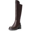imageDREAM PAIRS Womens Knee High Boots Comfortable Platform Round Toe Stretch Boots for WomenBrownpu