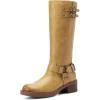 imageDREAM PAIRS Womens Knee High Boots Side Zipper Motorcycle Boots Square Toe Chunky Low Heel Fashion Buckles Biker Riding BootsYellow