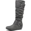 imageDREAM PAIRS Womens Knee High Low Hidden Wedge Boots Suede Faux Fur Lining Side Zipper Knee High Buckle BootsUragrey Suede