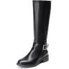 imageDREAM PAIRS Womens Knee High Riding Boots Comfortable Low Chunky Heel Side Zipper Round Toe Casual Classic RanchingBlackoil Skin