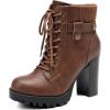 imageDREAM PAIRS Womens Lace up Combat Ankle Boots High Chunky Heel Fashion Heeled Booties ShoesTan