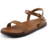 imageDREAM PAIRS Womens Open Toe Flat Sandals Cute One Band Comfort Arch Support SandalsBrown