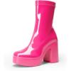 imageDREAM PAIRS Womens Platform Gogo Ankle Boots High Chunky Block Heel Square Toe Booties ShoesHot Pinkpat