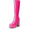 imageDREAM PAIRS Womens Platform Heeled Knee High Boots Long Chunky Tall Gogo Boots for FallHot Pinkpat