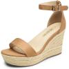 imageDREAM PAIRS Womens Platform Wedges Sandals Comfortable Open Toe Espadrilles Sandals Dressy Buckle Ankle Strap Summer ShoesKhaki