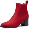 imageDREAM PAIRS Womens Retro Elastic Chelsea Ankle Boots Fashion Low Chunky Block Heel Pointed Toe Fall Heeled Booties ShoesRedsuede