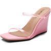 imageDREAM PAIRS Womens Slides Wedge Sandals Two Strap Square Open Toe Dress ShoesPinkClear