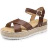 imageDREAM PAIRS Womens Stylish Platform Espadrille Wedge Sandals Round Toe Summer Causal Shoes Crisscross Band Adjustable Ankle Strap BuckleBrown