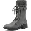 imageDREAM PAIRS Womens Winter Lace up Mid Calf Combat Riding Military BootsGrey