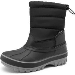 imageDREAM PAIRS Boys Girls Snow Boots WaterResistant Outdoor Warm Cozy AntiSlip Mid Calf Faux Fur Lining Winter Shoes for ToddlerLittleBig KidsBlack