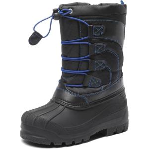 imageDREAM PAIRS Boys Girls Snow Boots Waterproof Outdoor Warm Cozy AntiSlip Mid Calf Faux Fur Lining Winter Shoes for LittleBig KidsBlackGreyRoyal