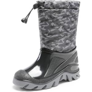 imageDREAM PAIRS Boys Snow Boots Waterproof Camouflage Slip Resistant Mid Calf Faux Fur Lining Outdoor Winter Shoes for LittleBig KidsGrayBlack