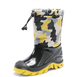 imageDREAM PAIRS Boys Snow Boots Waterproof Camouflage Slip Resistant Mid Calf Faux Fur Lining Outdoor Winter Shoes for LittleBig KidsYellowBlack