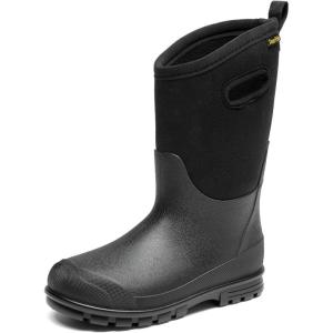 imageDREAM PAIRS Boys Waterproof Boots Outdoor Faux Fur Lining Shoes with Handles for Rain Snow Winter Muck Mud and Cold Weather for LittleBig KidsBlack