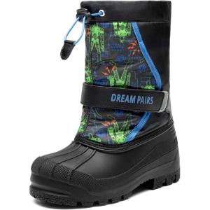 imageDREAM PAIRS Boys ampamp Girls Mid Calf WaterResistant Winter Snow Boots for ToddlerLittleBig KidBlueBlack