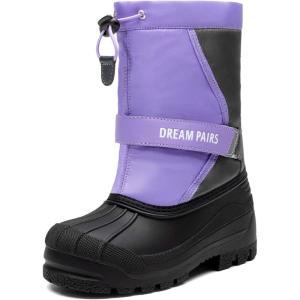 imageDREAM PAIRS Boys ampamp Girls Mid Calf WaterResistant Winter Snow Boots for ToddlerLittleBig KidPurpleGrey