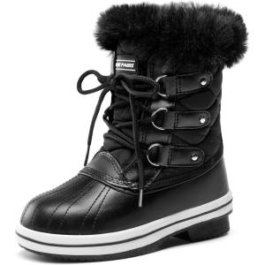 imageDREAM PAIRS Cozy Kids Snow Boots Warm ampamp WaterResistant Winter Boots with Faux Fur for AllDay Play NonSlip Mid Calf BootsBlack