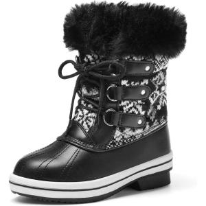 imageDREAM PAIRS Cozy Kids Snow Boots Warm ampamp WaterResistant Winter Boots with Faux Fur for AllDay Play NonSlip Mid Calf BootsBlackWhite