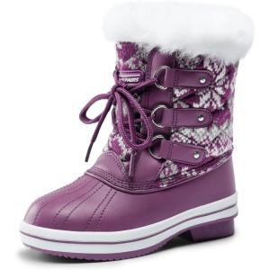 imageDREAM PAIRS Cozy Kids Snow Boots Warm ampamp WaterResistant Winter Boots with Faux Fur for AllDay Play NonSlip Mid Calf BootsPurpleWhite