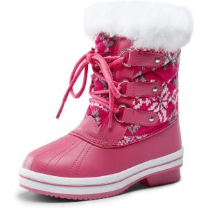 imageDREAM PAIRS Cozy Kids Snow Boots Warm ampamp WaterResistant Winter Boots with Faux Fur for AllDay Play NonSlip Mid Calf BootsRose Red