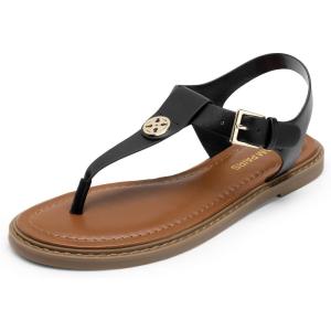 imageDREAM PAIRS Dressy TStrap Flat Thong Sandals for Women Comfort Roman Gladiator Casual Summer Beach Flip Flop Shoes with Adjustable Back Ankle StrapBlack