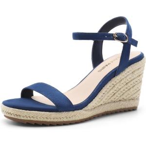 imageDREAM PAIRS Espadrilles Wedge Sandals for Women Womens Open Toe Summer Dressy Sandals with Adjustable Ankle Strap and Soft FootbedNavy