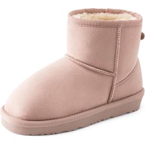imageDREAM PAIRS Girls Boys Boots Kids Winter Ankle Faux Fur Lined Snow Shoes FuzzyClassic Kids Low Boot for ToddlerLittle KidBig KidPink