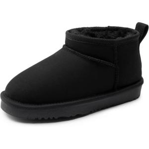 imageDREAM PAIRS Girls Boys Boots Kids Winter Ankle Faux Fur Lined Warm Snow Shoes Kid Short Boots for Little KidBig KidBlack