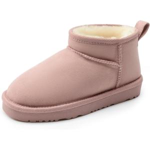 imageDREAM PAIRS Girls Boys Boots Kids Winter Ankle Faux Fur Lined Warm Snow Shoes Kid Short Boots for Little KidBig KidPink