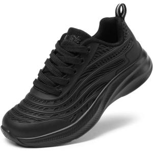 imageDREAM PAIRS Girls Boys Shoes Kids Lace up Tennis Sparkle Glitter Athletic Running SneakersAll Black