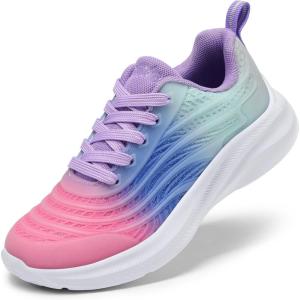 imageDREAM PAIRS Girls Boys Shoes Kids Lace up Tennis Sparkle Glitter Athletic Running SneakersPinkBlueLight Green