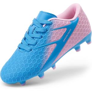 imageDREAM PAIRS Girls Boys Soccer Cleats Kids Firm Groud Football Toddler Youth Athletic Outdoor Training Shoes for LittleBig KidPinkBlue