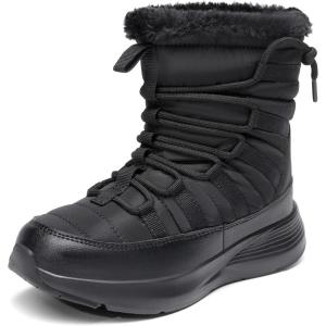 imageDREAM PAIRS Girls Boys Winter Snow Boots Slip Resistant Faux Fur Lined Windproof Warm SlipOn Boots for KidsBlack